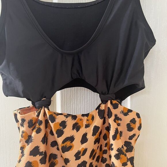 Art Class Black Leopard Print One Piece Swimsuit Girls Size Medium 7-8 - Picture 10 of 11